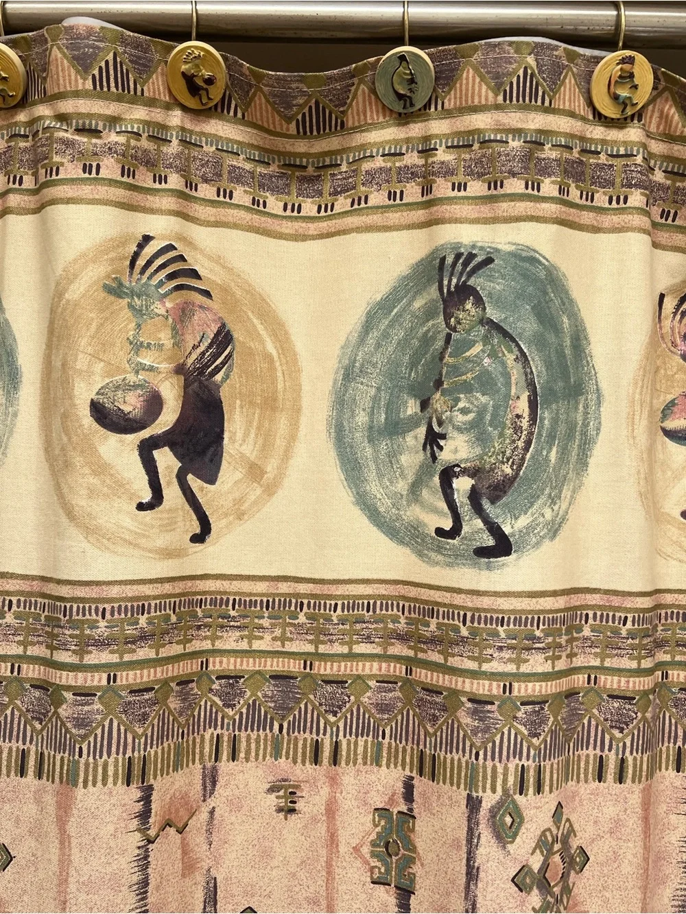 Kokopelli Vohann Southwest Western Shower Curtain and Hooks 72x72